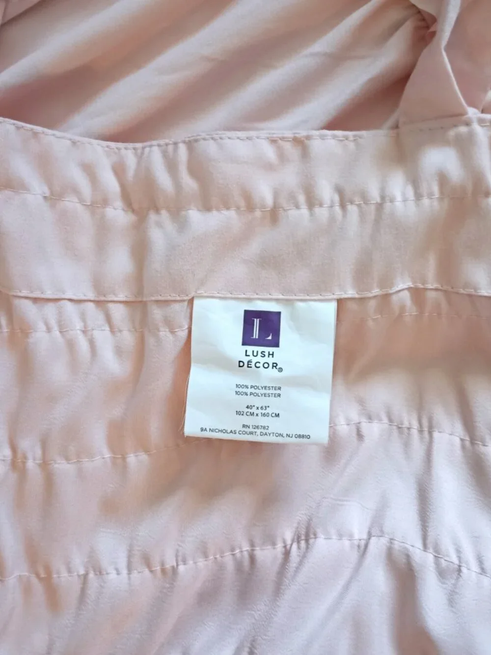 Lush Decor Tie Top Pale Blush Pink Ruffle Top 2 Panels 40x63 Each EUC